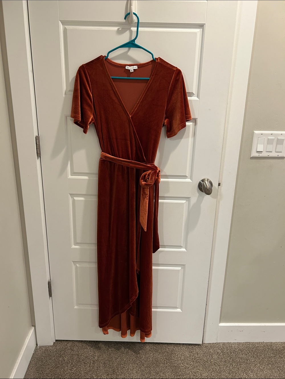 Velvet Wrap Midi Dress(Size S)